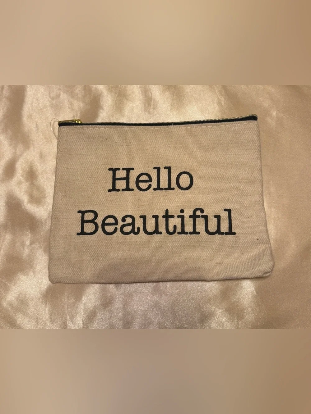 Hello Beautiful Canvas Cosmetic Bag